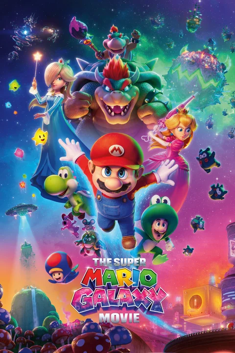 The Super Mario Galaxy Movie poster — illustrative artwork; confirm current availability